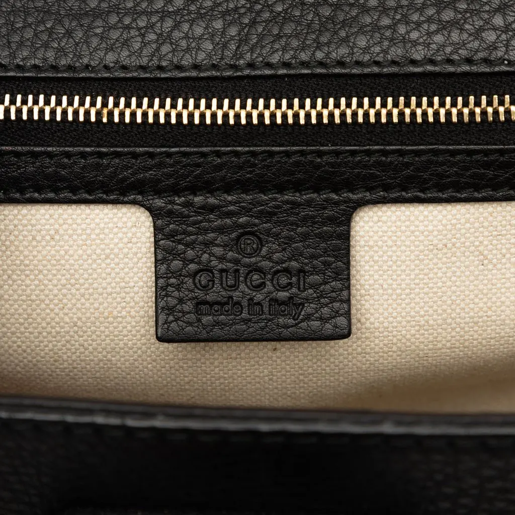 Gucci Medium Calfskin New Bamboo Satchel Black Leather Good - Box View