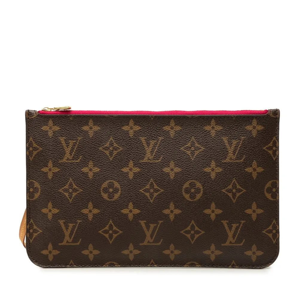 Louis Vuitton Monogram Neverfull Pouch MM Brown Canvas Very good - Front View