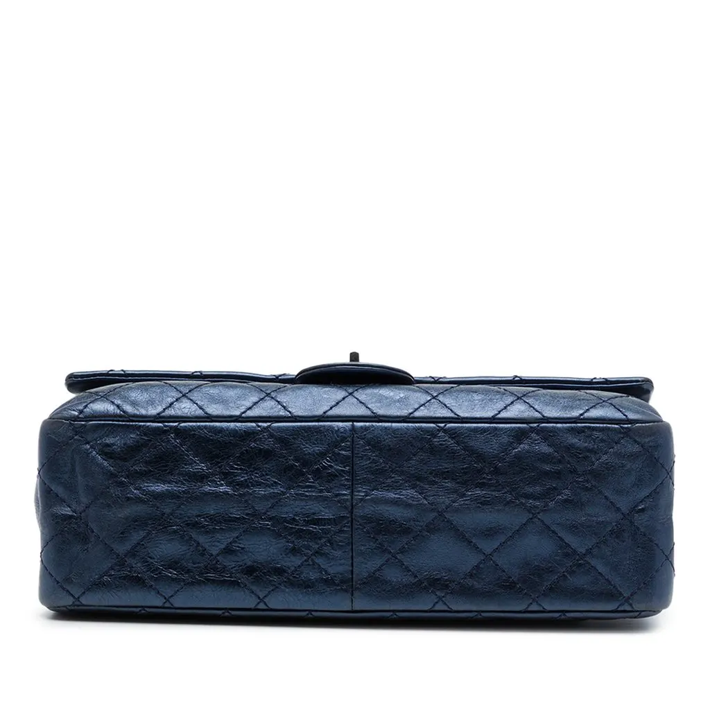 Chanel Quilted Aged Calfskin Reissue 2.55 Double Flap 226 Blue Leather Good - Inside View