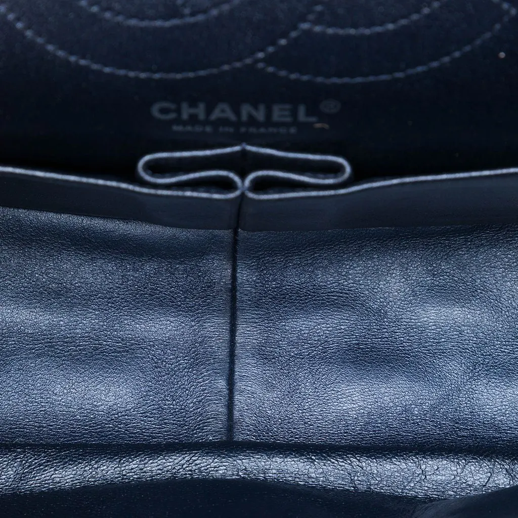 Chanel Quilted Aged Calfskin Reissue 2.55 Double Flap 226 Blue Leather Good - Model View