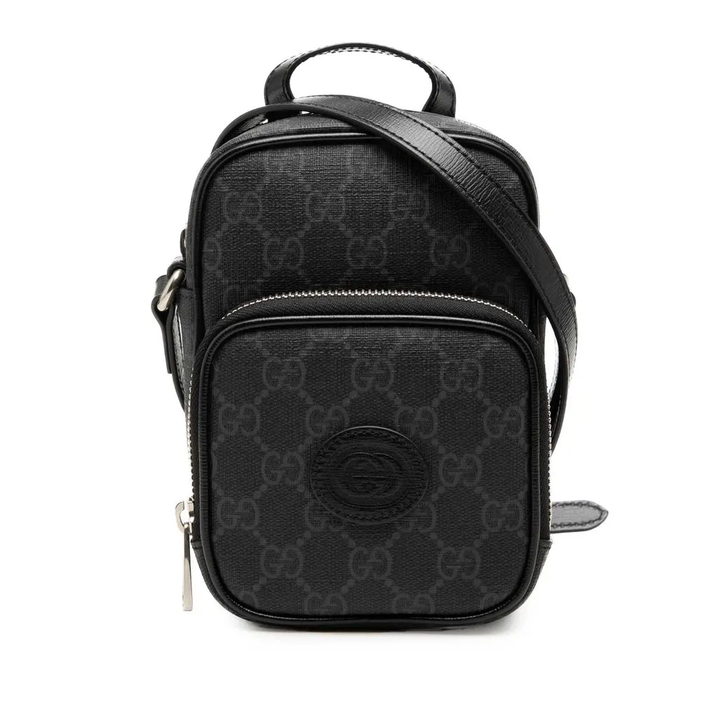 Gucci Mini GG Supreme Interlocking G Satchel Black Very good - Front View