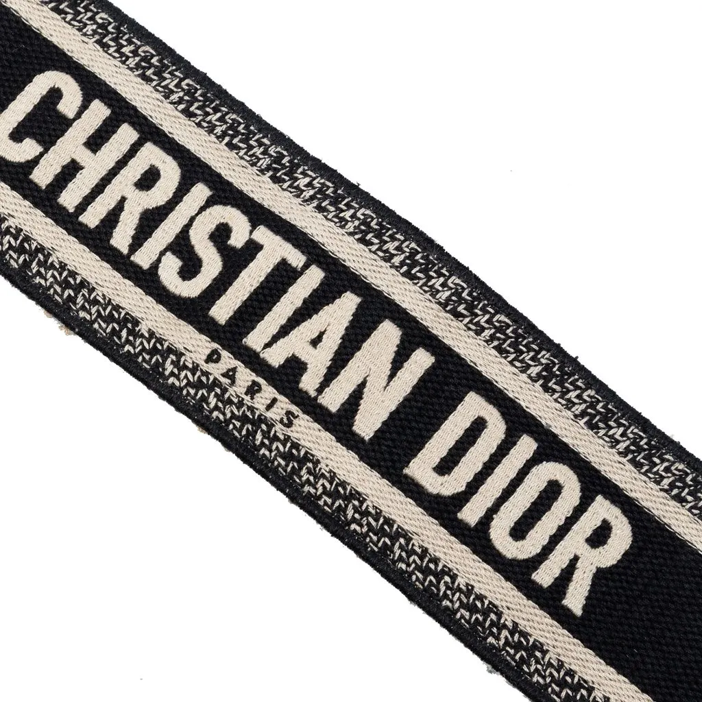 Dior Canvas Logo Embroidered Shoulder Strap Black Very good - Back View