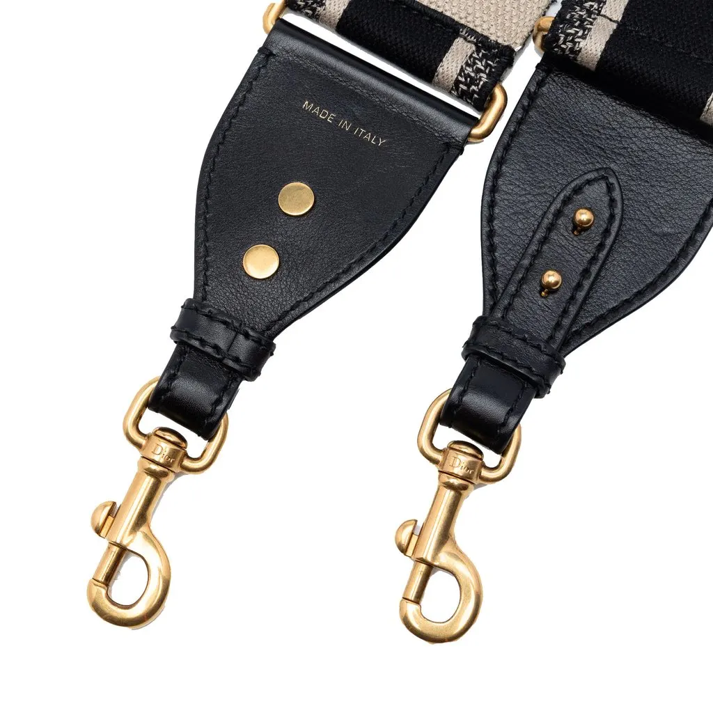 Dior Canvas Logo Embroidered Shoulder Strap Black Very good - Inside View