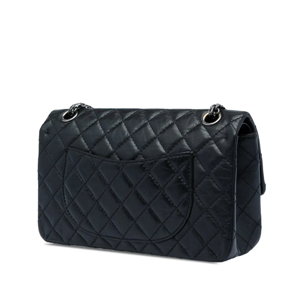 Chanel Quilted Aged Calfskin Reissue 2.55 Double Flap 225 Black Leather Very good - Back View
