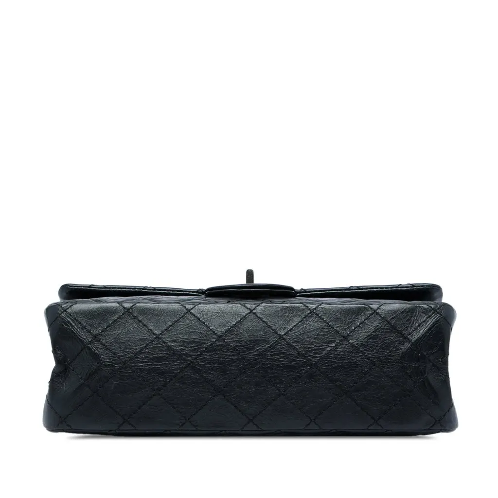 Chanel Quilted Aged Calfskin Reissue 2.55 Double Flap 225 Black Leather Very good - Inside View