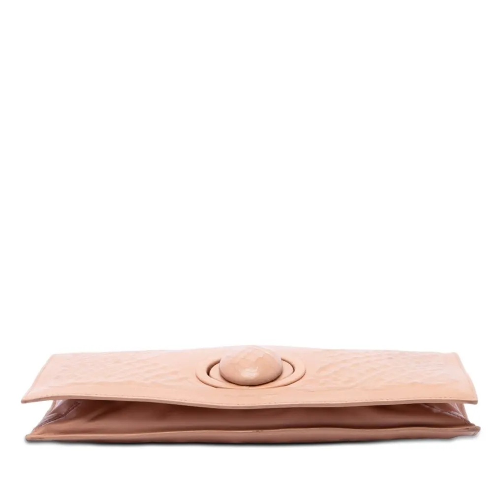 Bottega Veneta Nappa Embossed Intrecciato Turn Lock Clutch Brown Leather Very good - Inside View