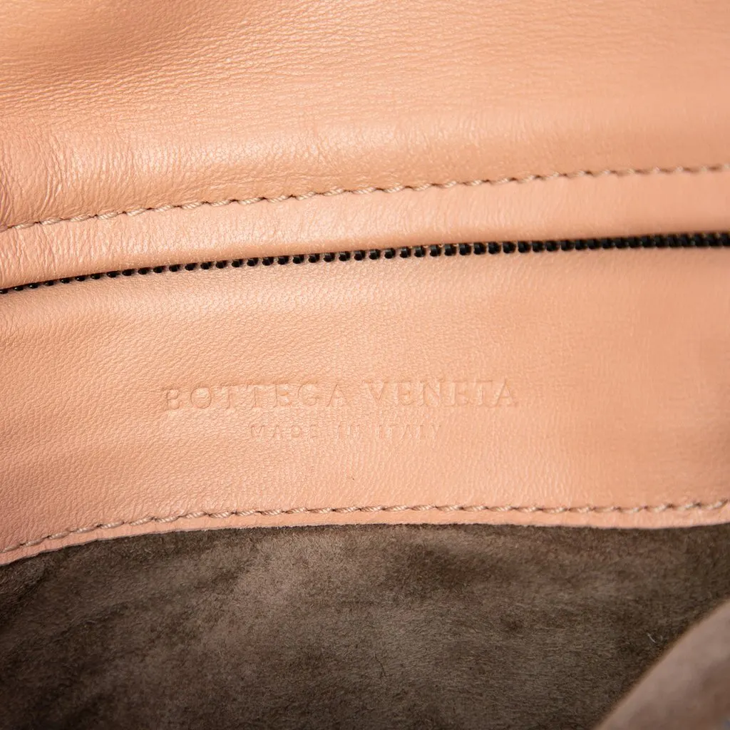 Bottega Veneta Nappa Embossed Intrecciato Turn Lock Clutch Brown Leather Very good - Box View