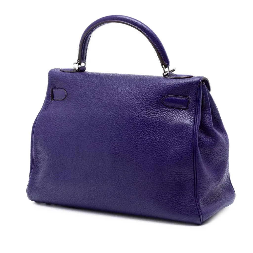 Hermès Clemence Kelly II Retourne 32 Purple Leather Very good - Back View