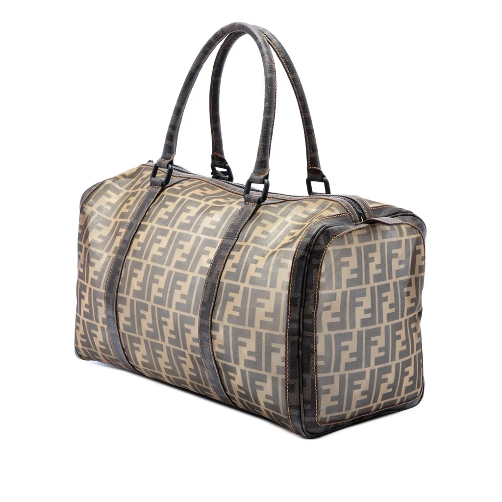Fendi Large Zucca Mesh Boston Bag Brown Very good - Back View