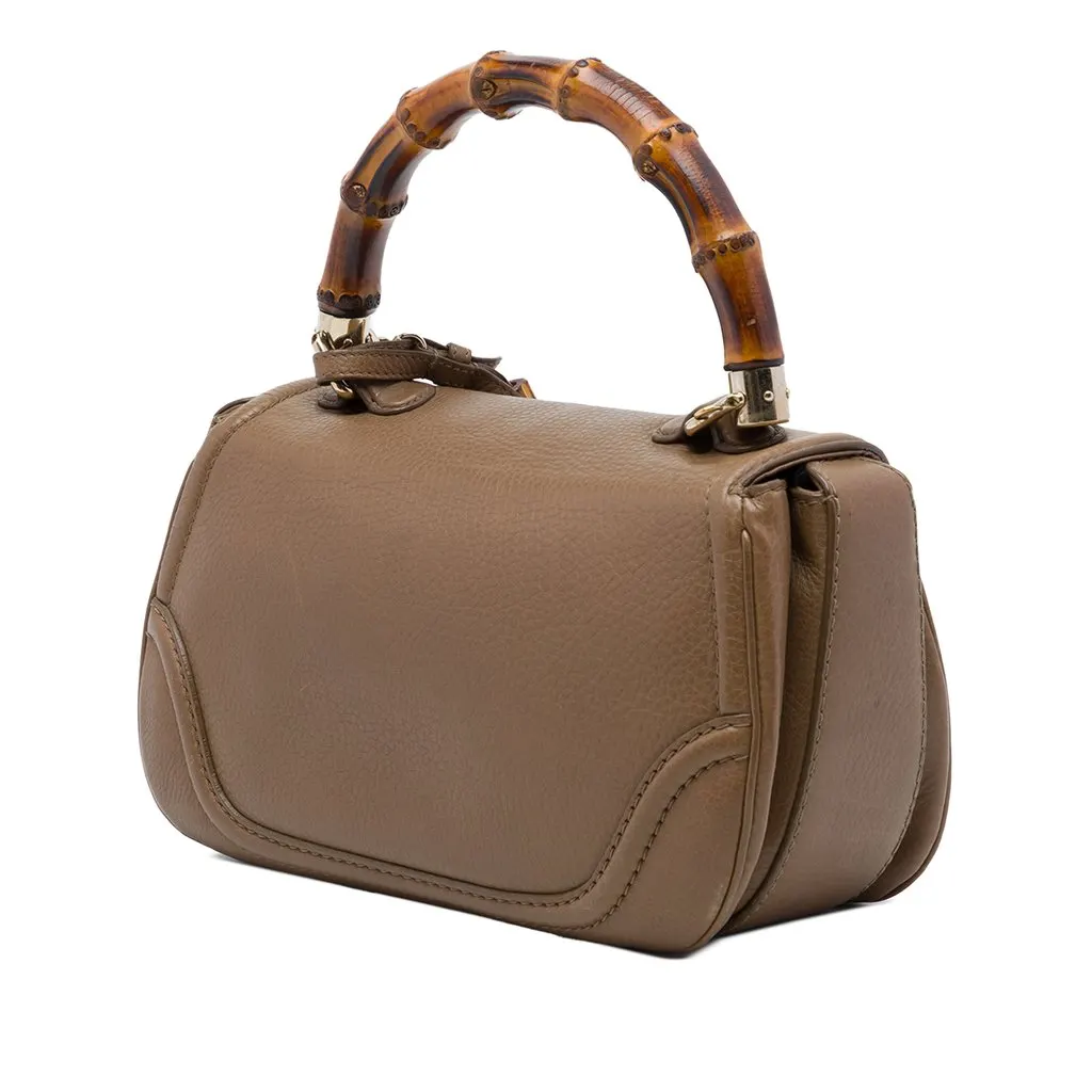 Gucci Medium Calfskin New Bamboo Satchel Brown Leather Very good - Back View