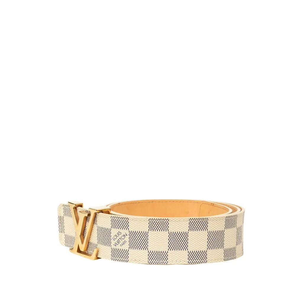 Louis Vuitton Damier Azur Initiales Belt White Very good - Back View