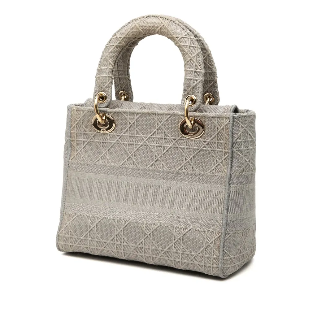Dior Medium Embroidered Canvas Cannage Lady D Lite MultiColor Very good - Back View