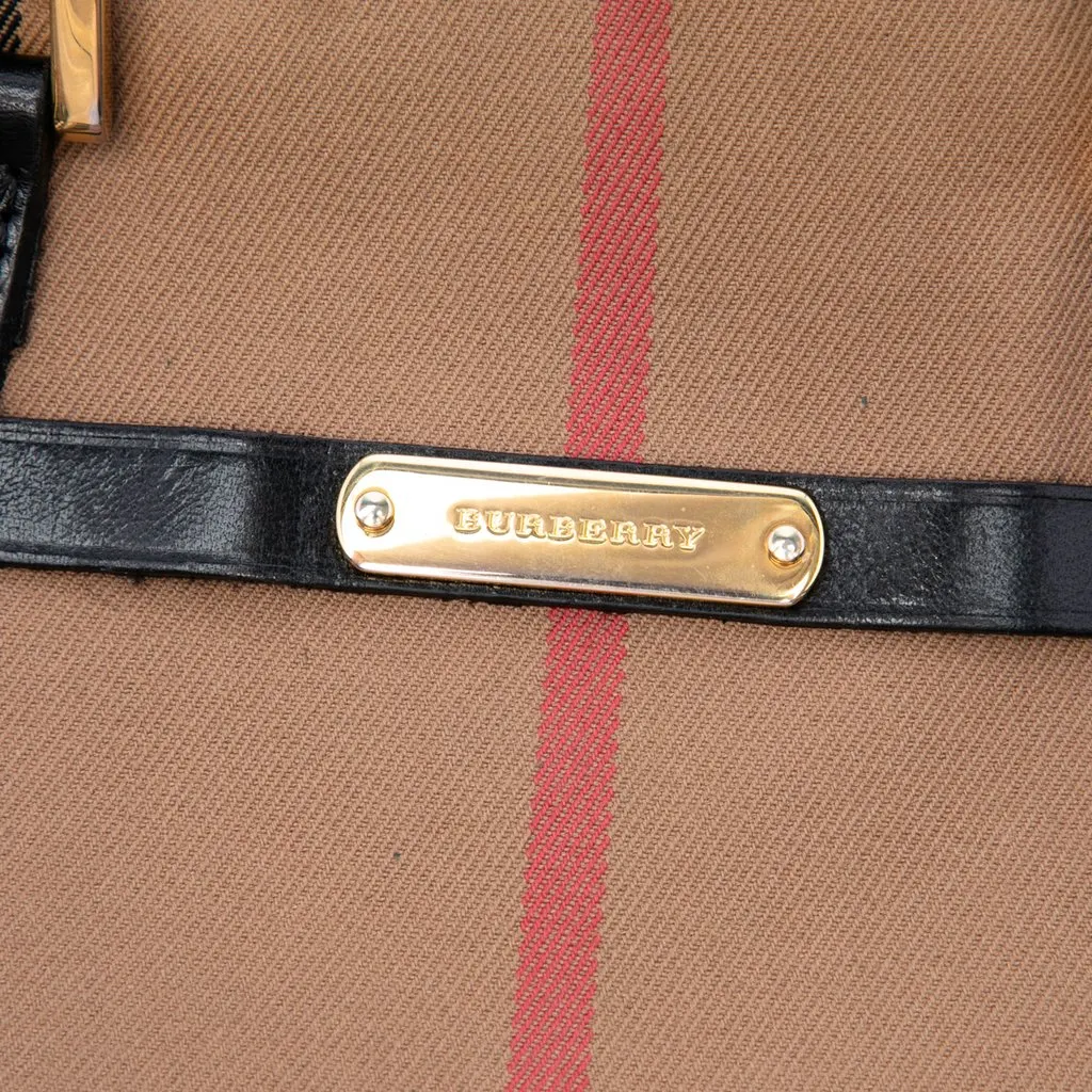 Burberry Small Leather Trimmed House Check Canvas Bridle Orchard Satchel Brown Very good - Box View