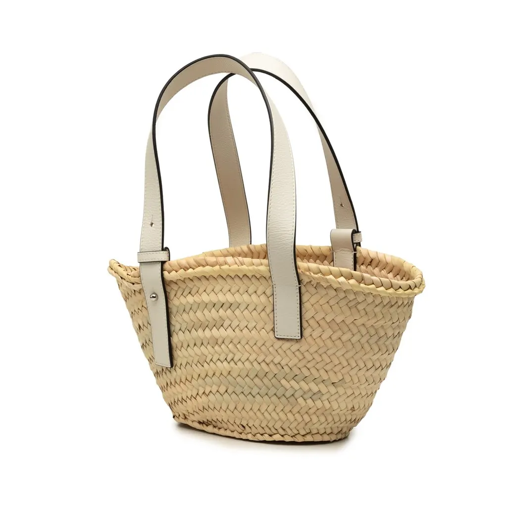LOEWE Small Raffia Anagram Basket Tote Beige Very good - Back View