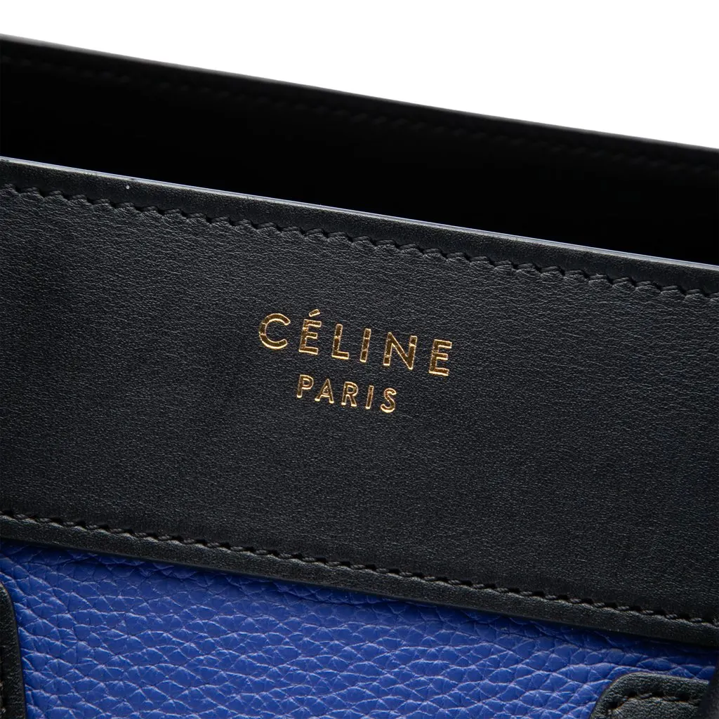Celine Micro Tricolor Leather Luggage Tote Blue Leather Very good - Box View