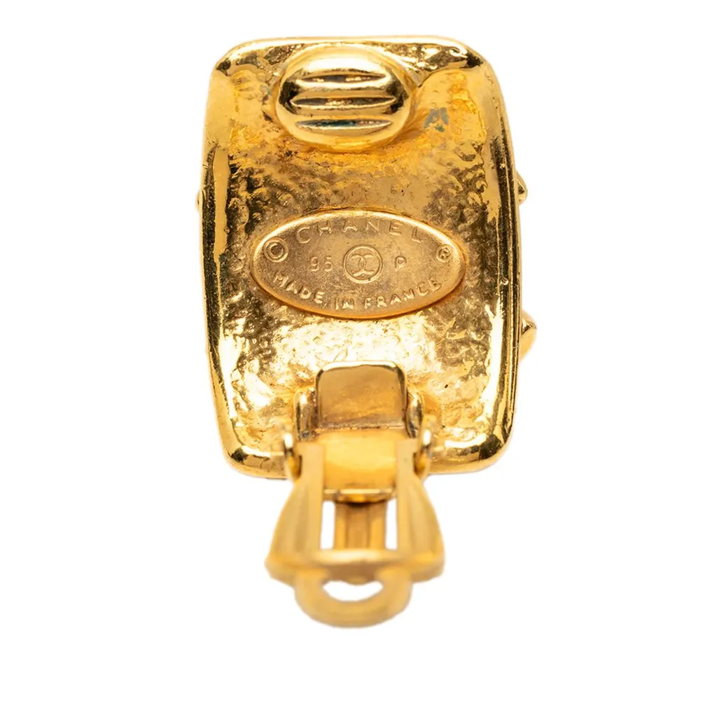 Chanel CC Gold Plated Clip On Earrings Gold Metal Very good - Inside View
