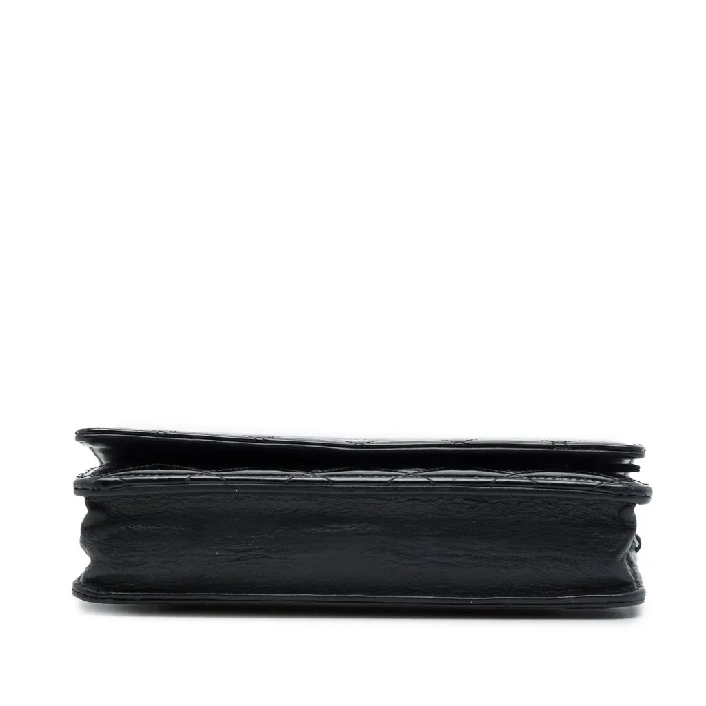 Chanel CC Quilted Patent Wallet On Chain Black Leather Good - Inside View