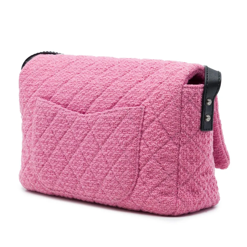 Chanel Jumbo Quilted Tweed Reissue 2.55 Easy Messenger Flap Pink Tweed Very good - Back View