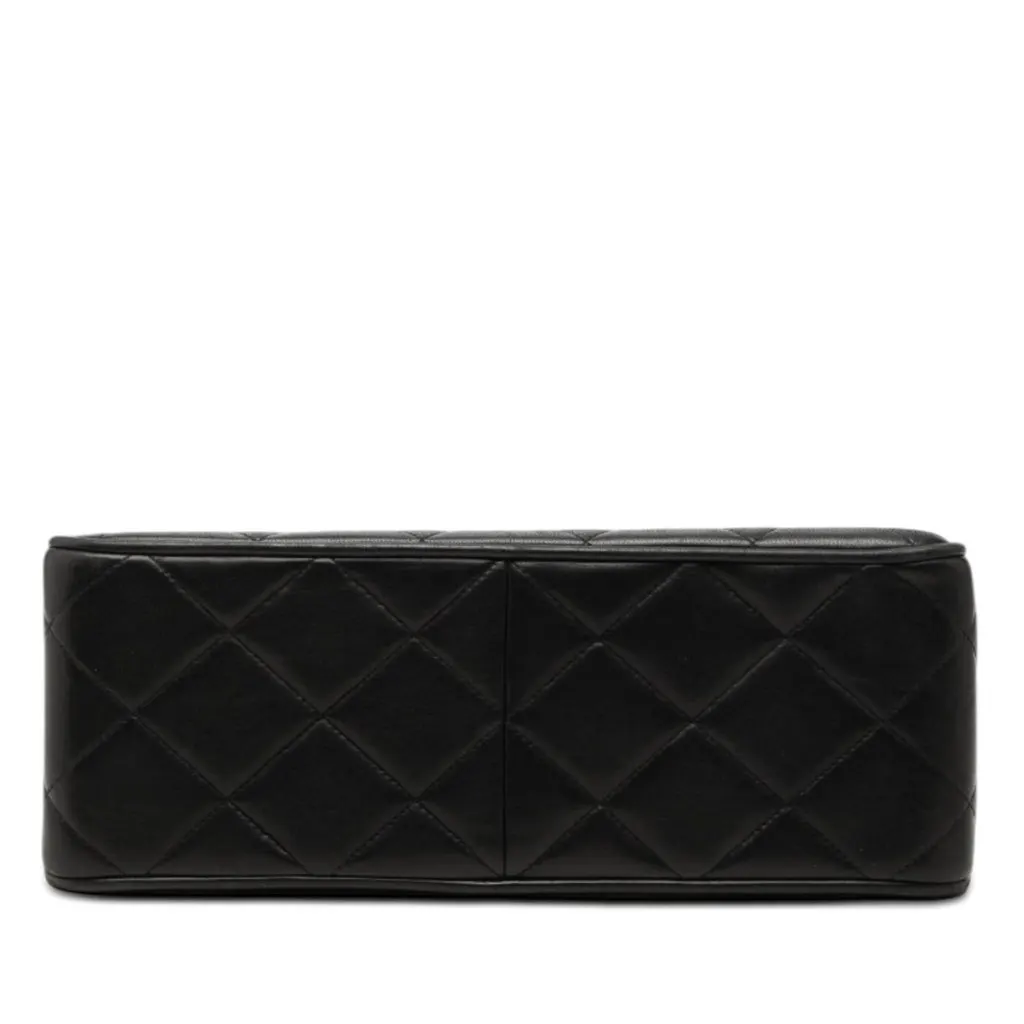 Chanel XL CC Quilted Lambskin Square Single Flap Black Leather Very good - Inside View