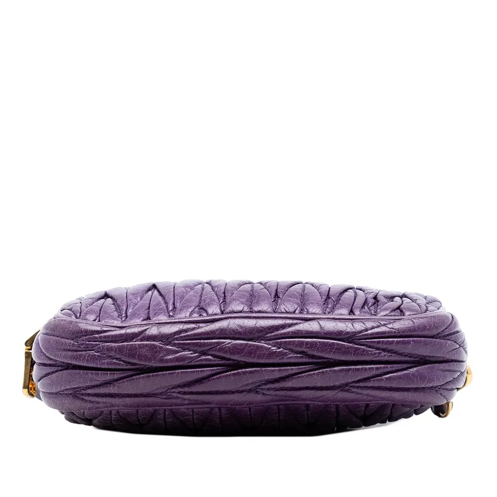 Miu Miu Nappa Matelasse Double Zip Handbag Purple Leather Very good - Inside View