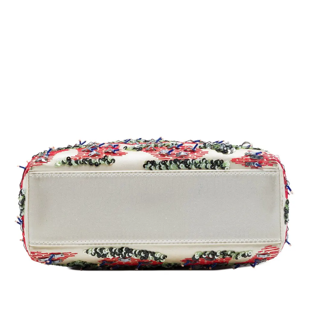 Dior Mini Satin Bead and Sequin Embellished Lady Dior White Satin Very good - Inside View