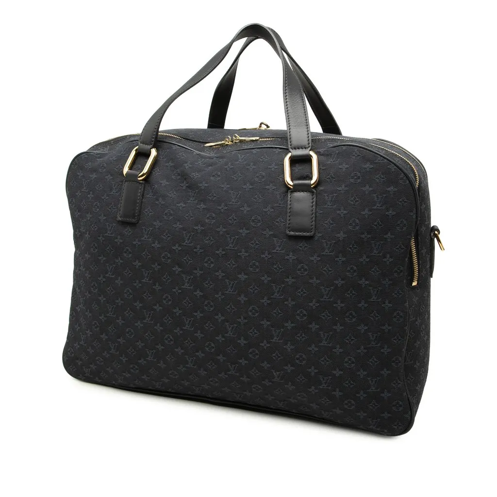 Louis Vuitton Monogram Mini Lin Claudine Duffle Bag Blue Canvas Good - Back View