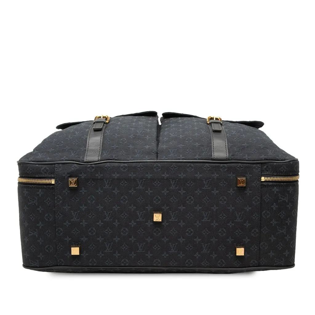 Louis Vuitton Monogram Mini Lin Claudine Duffle Bag Blue Canvas Good - Inside View