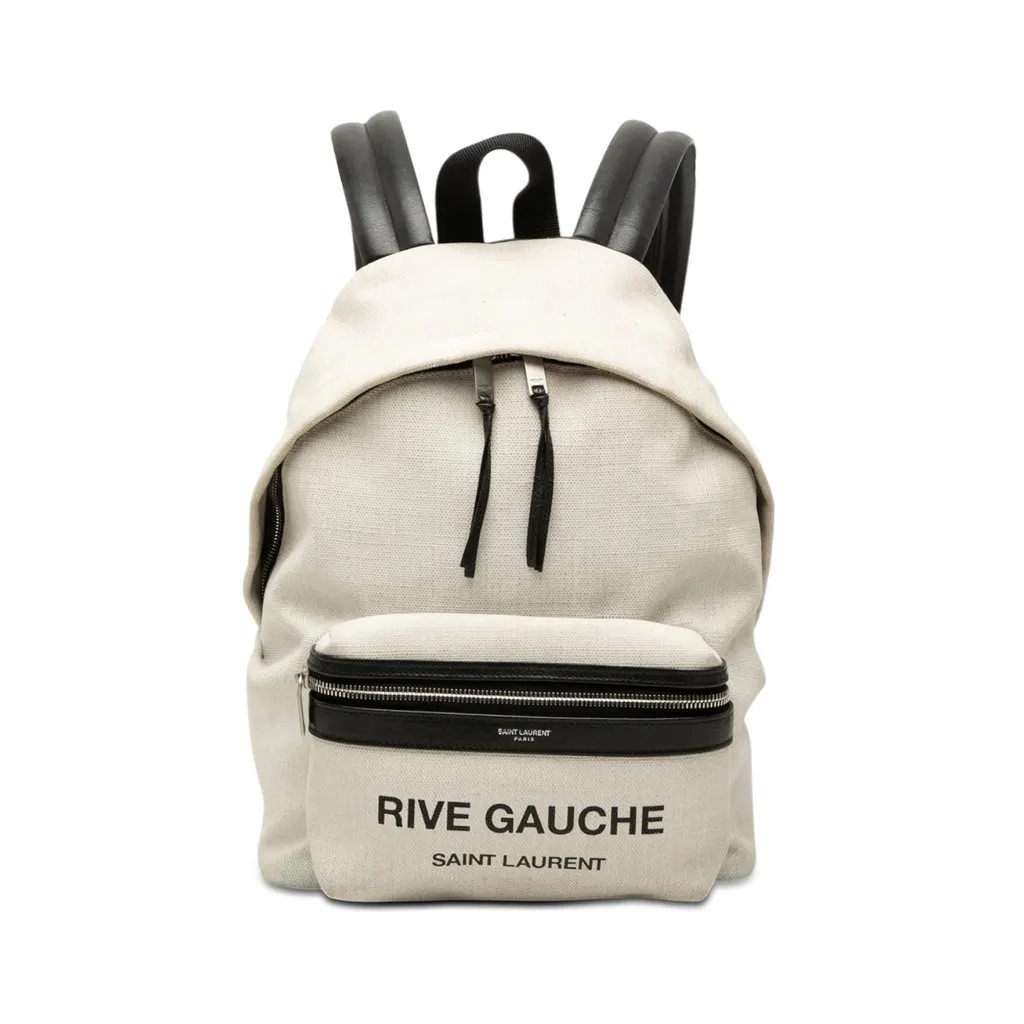 Saint Laurent Canvas Rive Gauche City Backpack White Very good - Front View