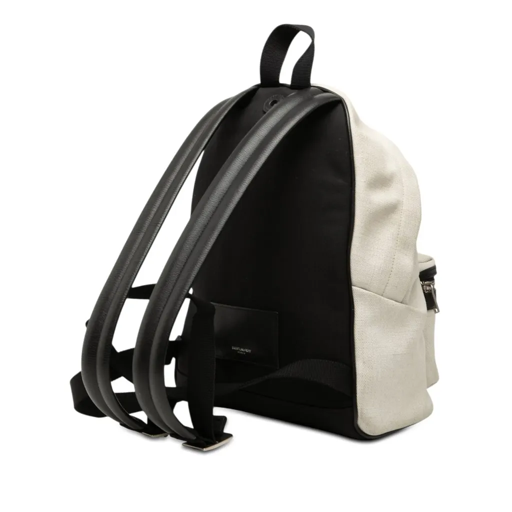 Saint Laurent Canvas Rive Gauche City Backpack White Very good - Back View