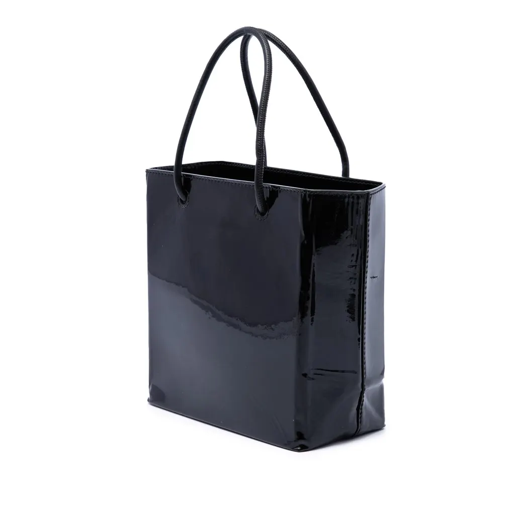 Balenciaga Patent Logo Shopping Tote XXS Black Leather Very good - Back View