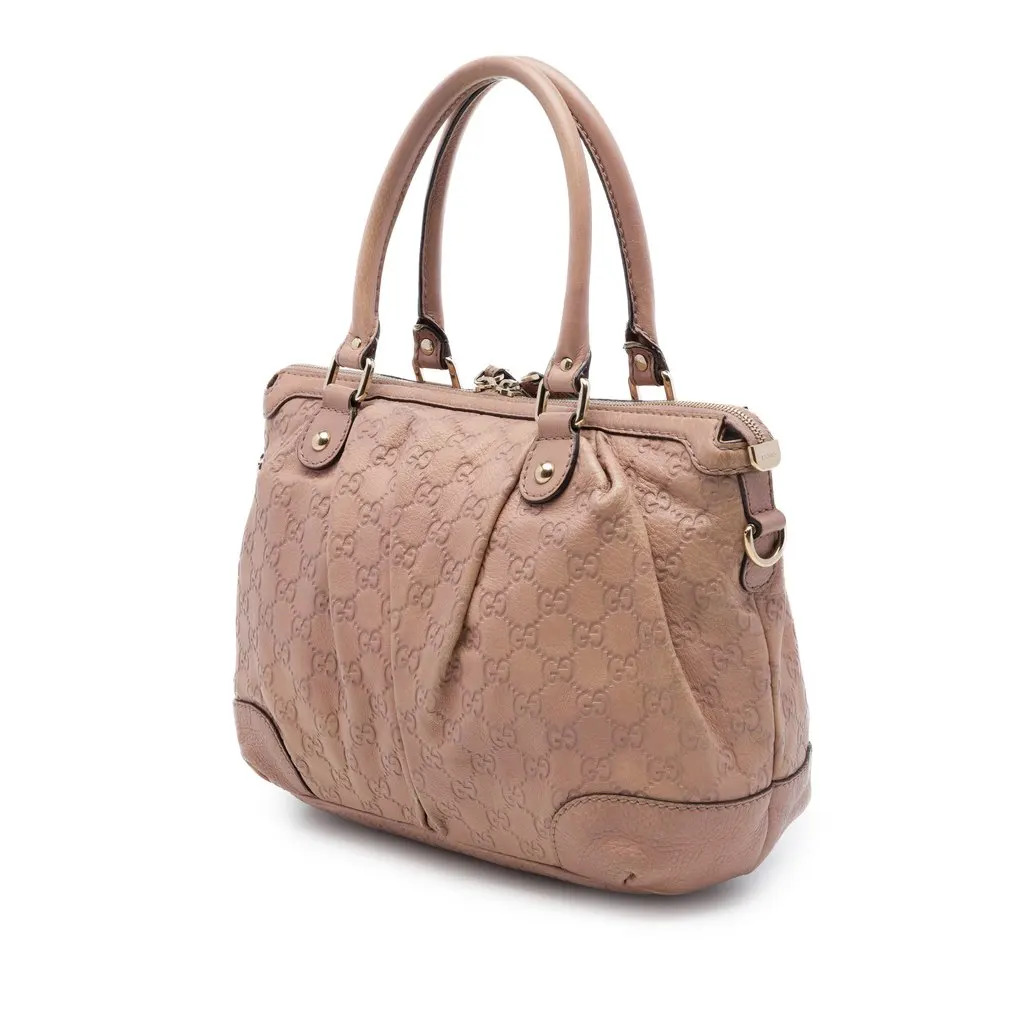 Gucci Guccissima Sukey Satchel Brown Leather Good - Back View