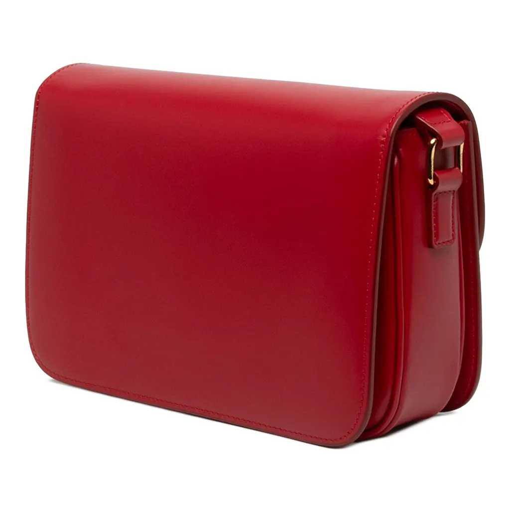 Celine Classique Shiny Calfskin Triomphe Crossbody Red Leather Very good - Back View