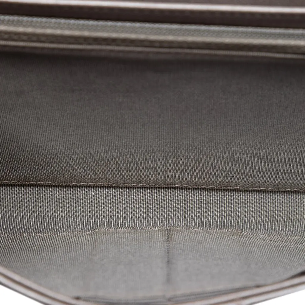 Chanel Quilted Metallic Lambskin Boy Clutch On Chain Brown Leather Very good - Model View