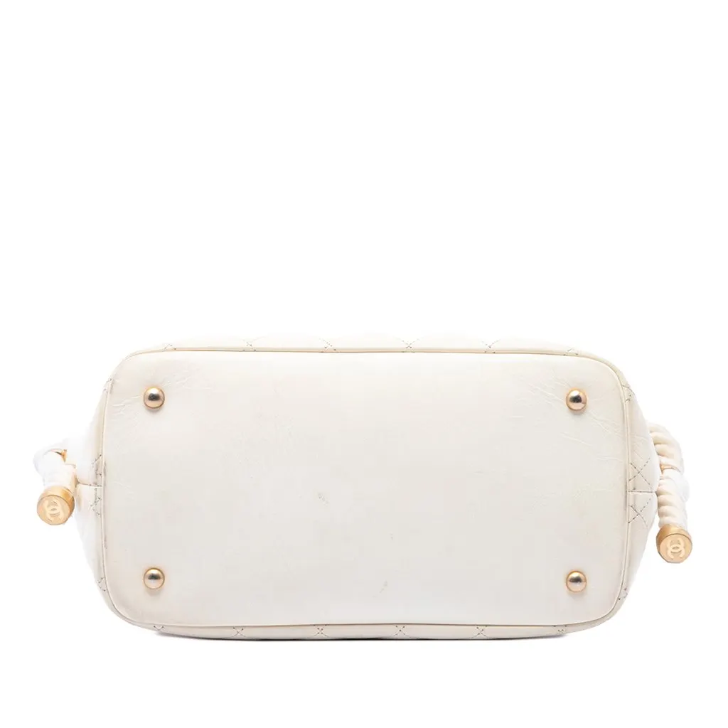 Chanel Crumpled Calfskin En Vogue Rope Satchel White Leather Very good - Inside View