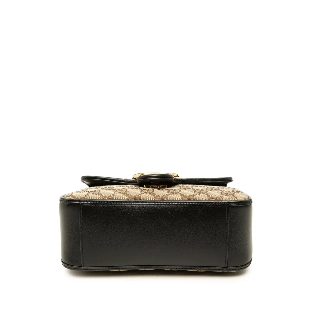 Gucci Mini GG Marmont Matelasse Diagonal GG Canvas and Calfskin Top Handle Bag Beige Canvas Good - Inside View