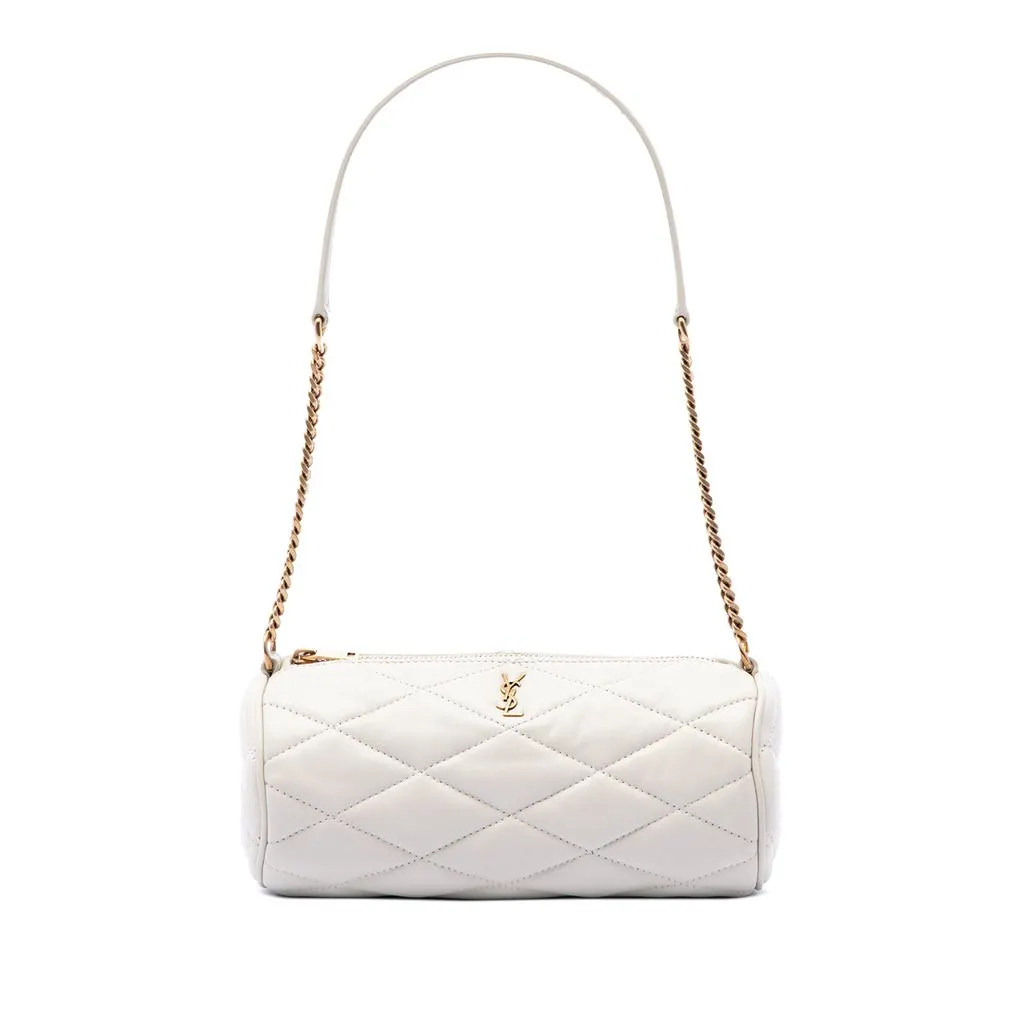Saint Laurent Mini Quilted Lambskin Sade Tube Bag White Leather Very good - Front View