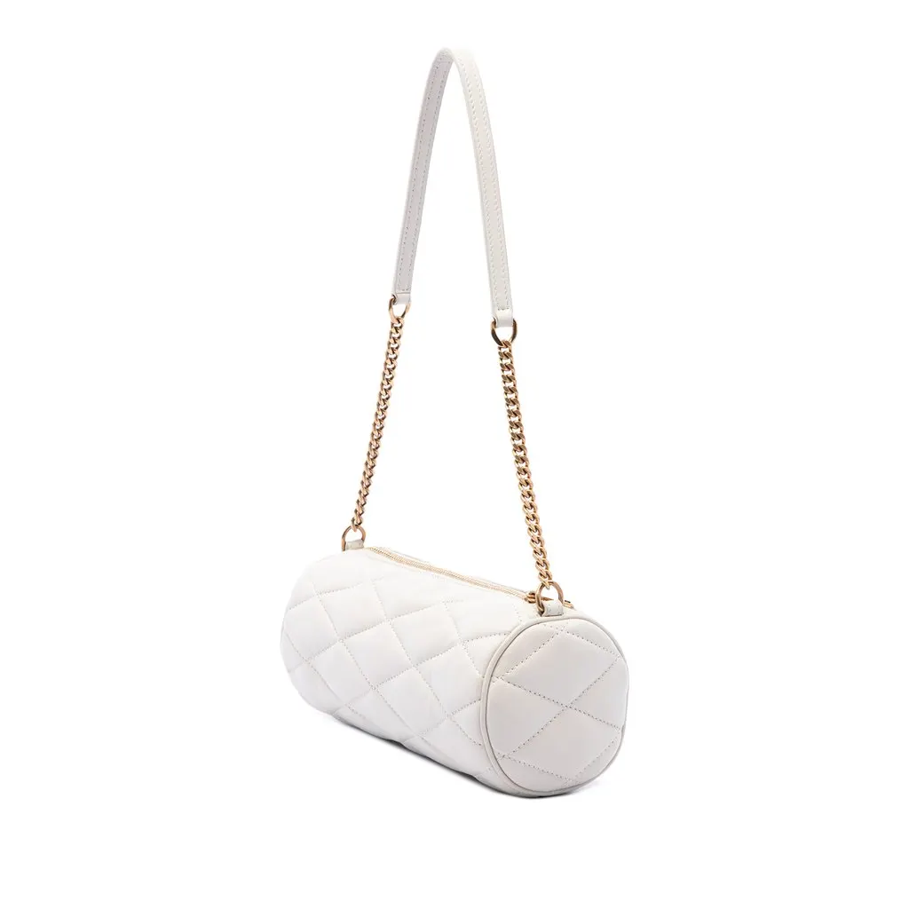Saint Laurent Mini Quilted Lambskin Sade Tube Bag White Leather Very good - Back View