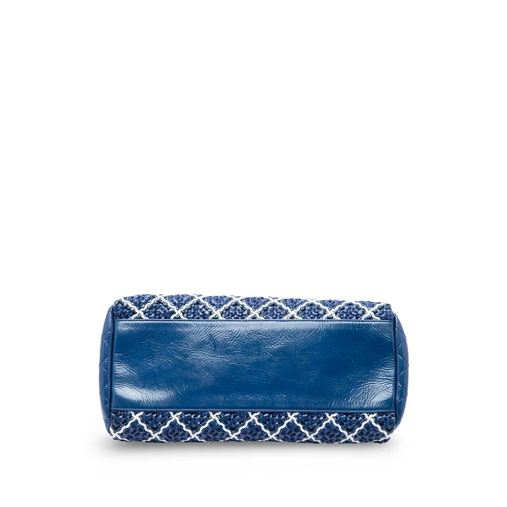 Chanel Medium Patent Stitch Just Mademoiselle Bowling Bag Blue Leather Very good - Inside View