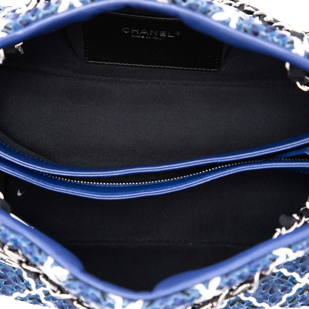 Chanel Medium Patent Stitch Just Mademoiselle Bowling Bag Blue Leather Very good - Model View