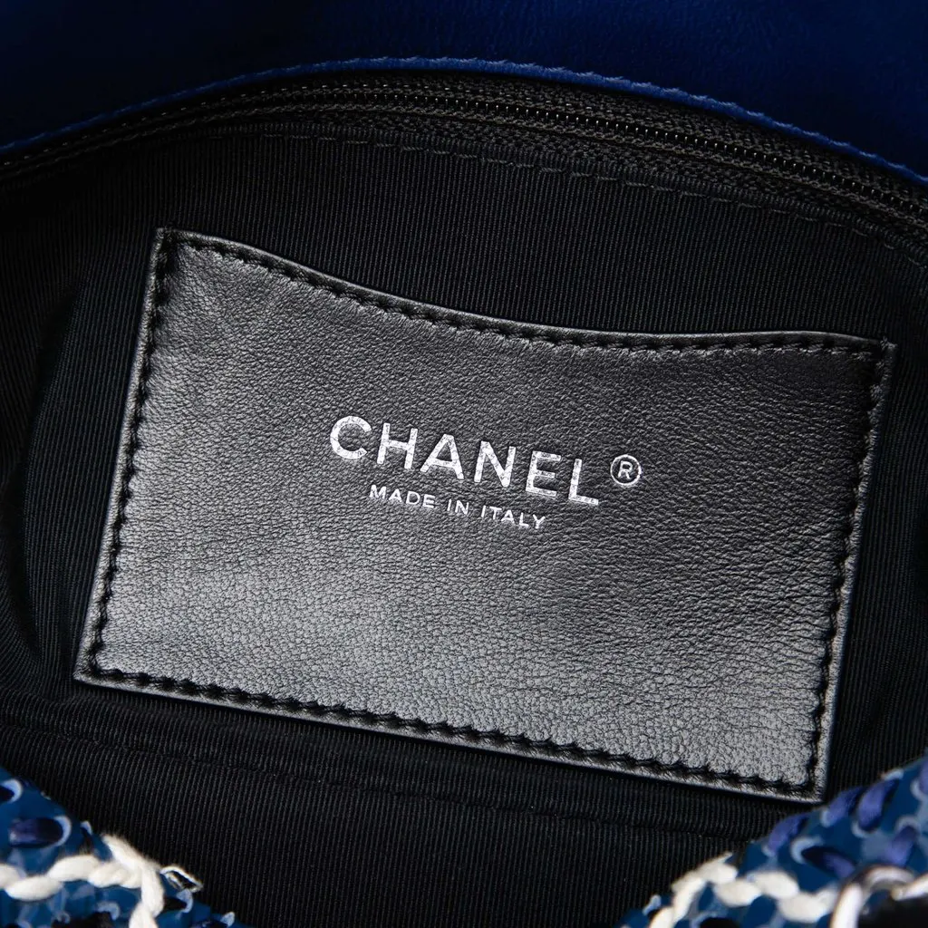 Chanel Medium Patent Stitch Just Mademoiselle Bowling Bag Blue Leather Very good - Box View