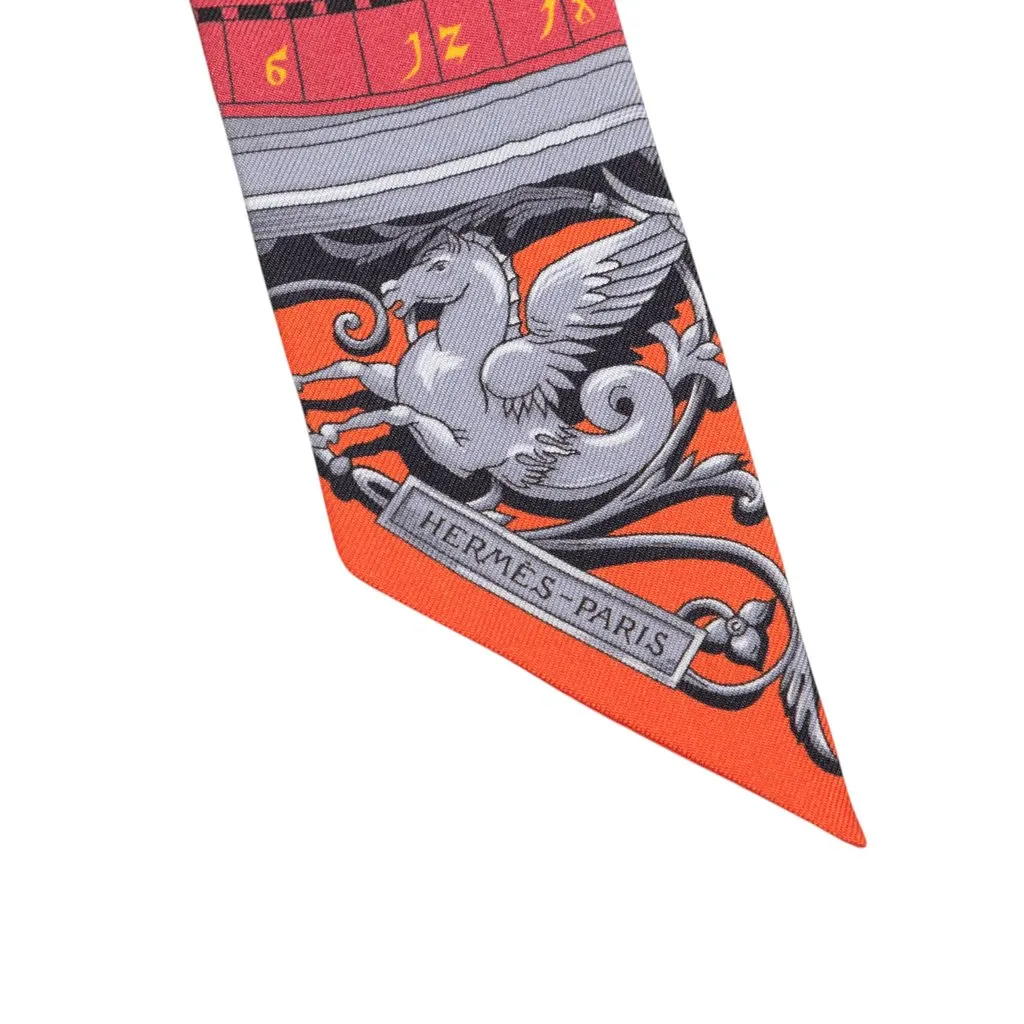 Hermès Astrologie Silk Twilly Scarf Red Silk Very good - Back View