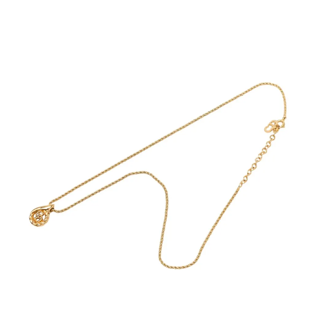 Dior Gold Plated CD Pendant Necklace Gold Metal Very good - Front View