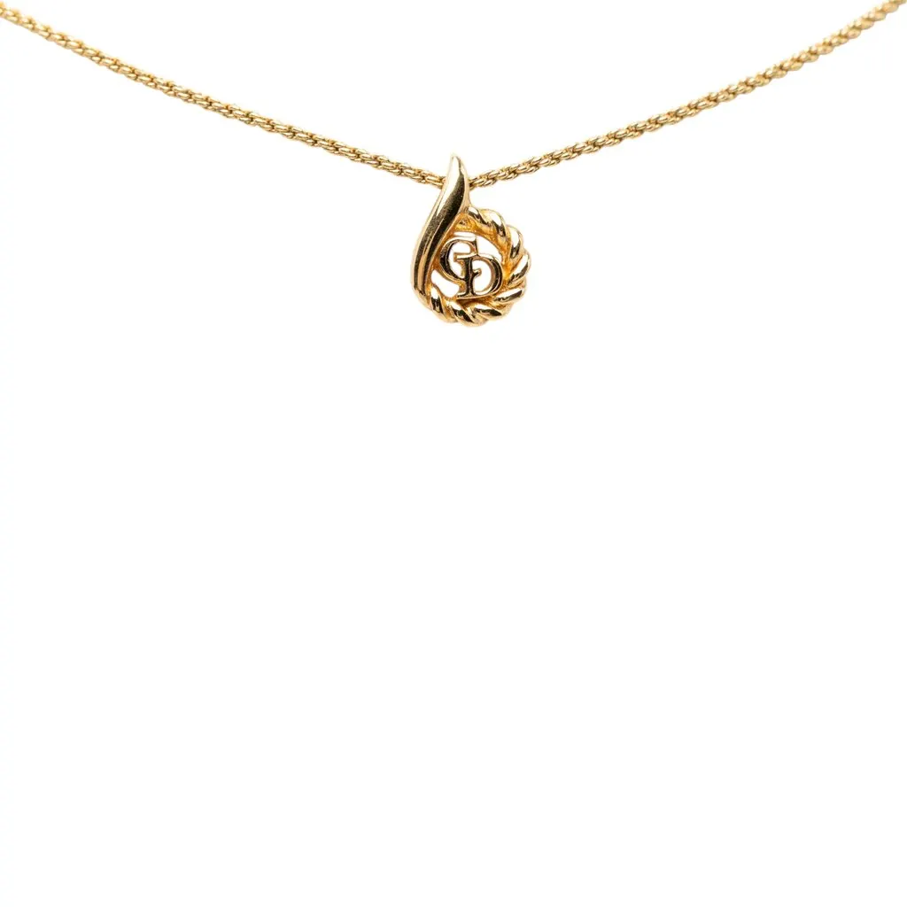 Dior Gold Plated CD Pendant Necklace Gold Metal Very good - Back View
