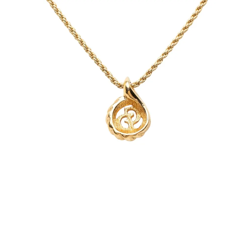 Dior Gold Plated CD Pendant Necklace Gold Metal Very good - Inside View
