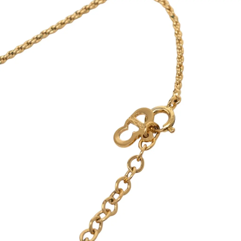 Dior Gold Plated CD Pendant Necklace Gold Metal Very good - Model View