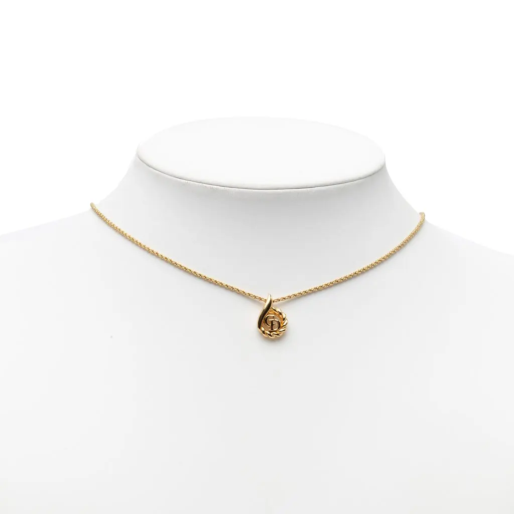 Dior Gold Plated CD Pendant Necklace Gold Metal Very good - Box View