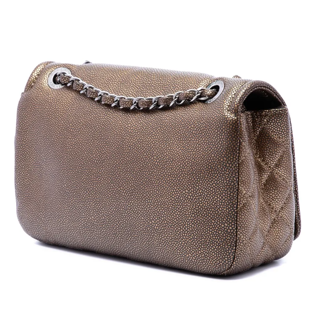 Chanel Small Metallic Caviar CC Timeless Flap Brown Leather Very good - Back View