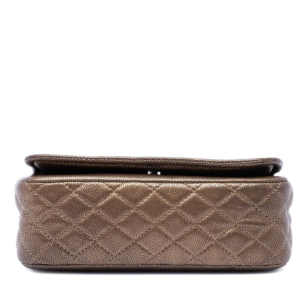 Chanel Small Metallic Caviar CC Timeless Flap Brown Leather Very good - Inside View