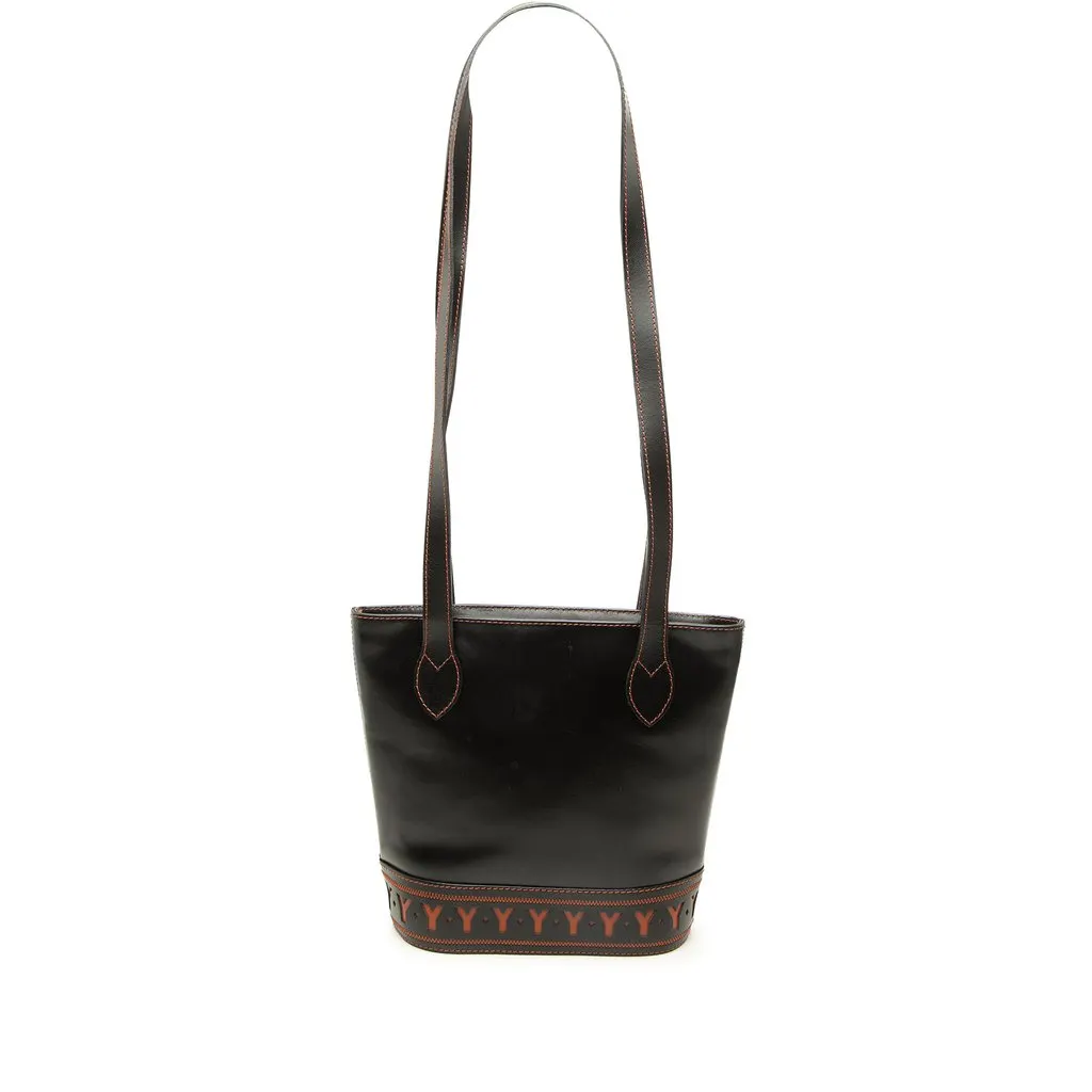 Saint Laurent Leather Y Cutout Shoulder Bag Black Leather Good - Front View