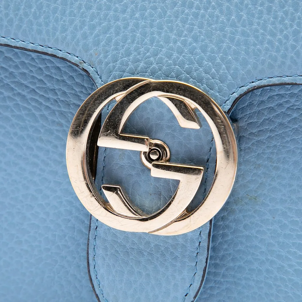 Gucci Small Dollar Calfskin Interlocking G Crossbody Blue Leather Very good - Box View